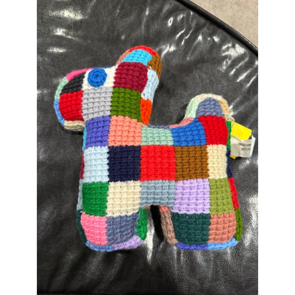 Handmade Patchwork Dog Plush Toy Stuffed Animal Colorful Crochet Dog
